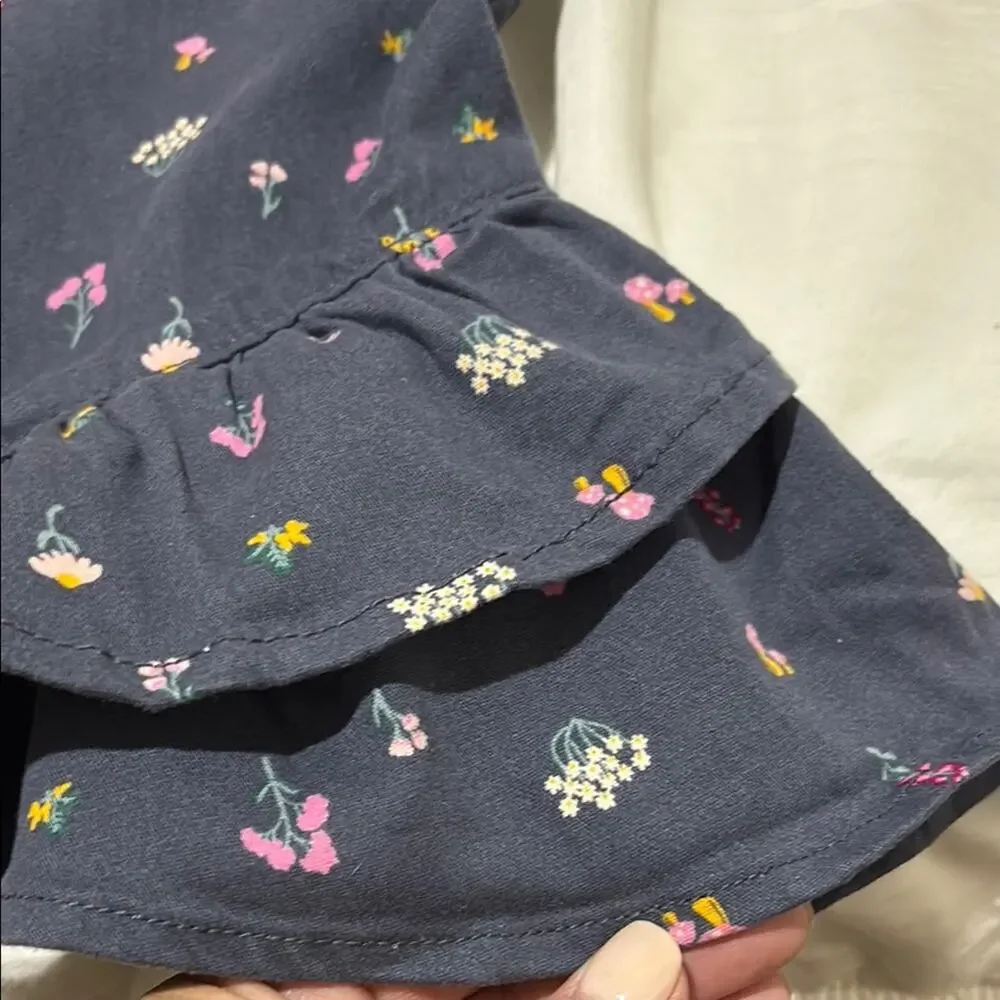 365 kids 10 Pink Top grey Floral Overall Dress jumper denim Set nwt